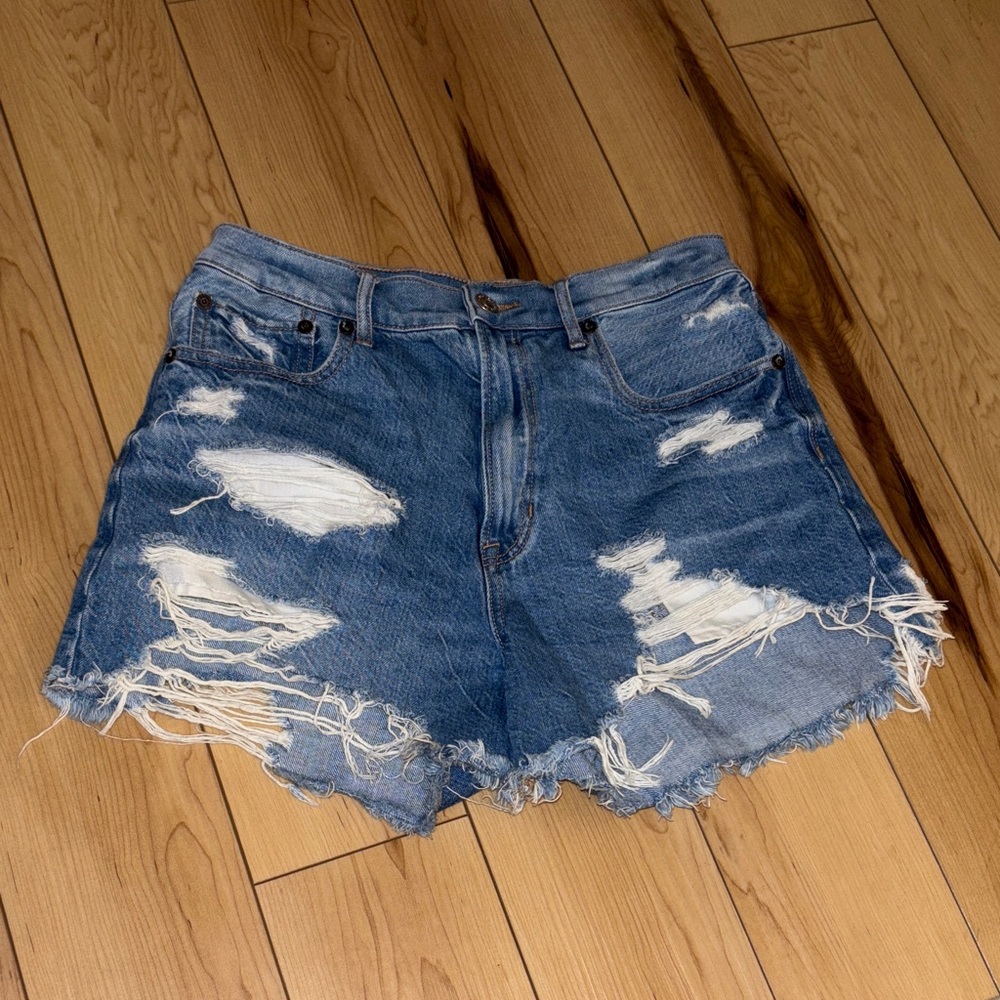American Eagle Outfitters Blue Distressed Jean Shorts
